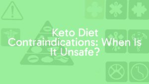 A warning sign with a keto diet food pyramid crossed out, medical symbols, serious tone, clean and professional style.
