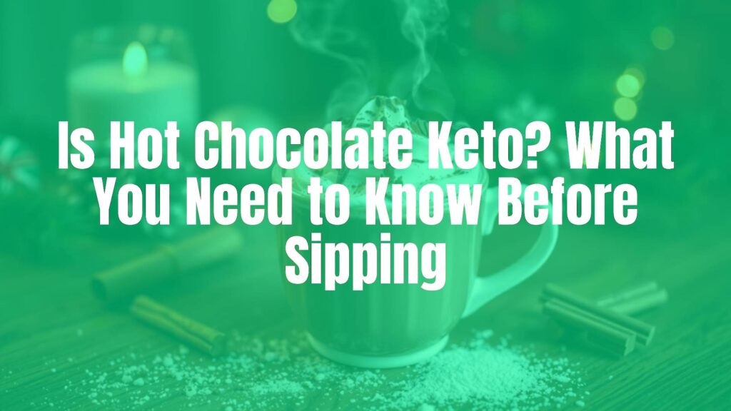 A steaming mug of keto-friendly hot chocolate with whipped cream, dark chocolate shavings, and cinnamon on a wooden table, cozy winter vibe, realistic.