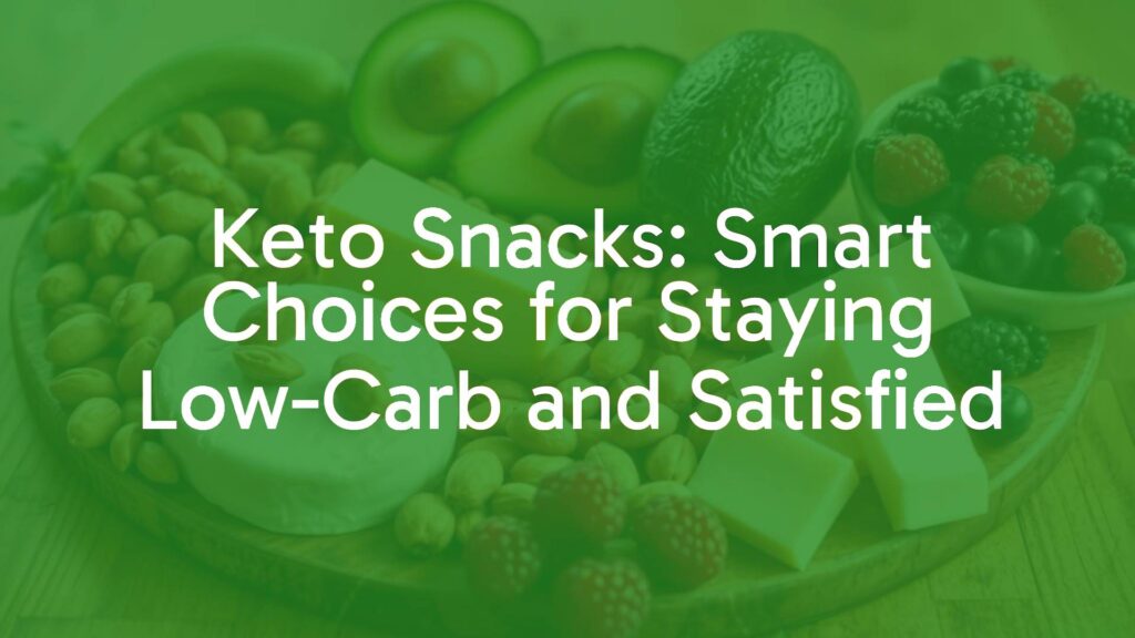 Variety of keto-friendly snacks on a wooden table, including nuts, cheese, avocados, and berries, warm lighting, realistic.