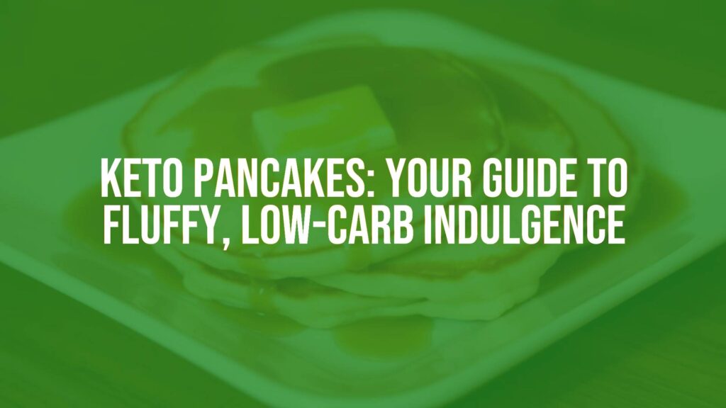 Fluffy keto pancakes on a plate, golden brown with butter melting on top, syrup drizzle, low-carb breakfast, warm and inviting, realistic.