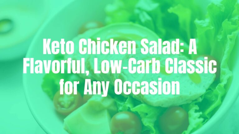 A delicious keto chicken salad in a white bowl, featuring tender chicken, creamy avocado, crisp lettuce, and cherry tomatoes, topped with a drizzle of olive oil, rich and appetizing, food photography style.